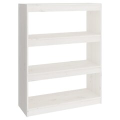 vidaXL raamaturiiul/ruumijagaja, valge, 80 x 30 x 103,5 cm, täismännipuit hind ja info | Riiulid | kaup24.ee