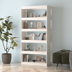 vidaXL raamaturiiul/ruumijagaja, valge, 80 x 30 x 167,4 cm, täismännipuit hind ja info | Riiulid | kaup24.ee