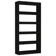 vidaXL raamaturiiul/ruumijagaja, must, 80 x 30 x 167,4 cm, täismännipuit hind ja info | Riiulid | kaup24.ee