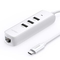 Ugreen 4-in-1 USB HUB Type C - 3x USB Type A 3.1 Gen 1 + RJ45 PD white (CM416 50620) цена и информация | Адаптер Aten Video Splitter 2 port 450MHz | kaup24.ee