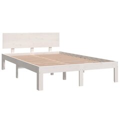 vidaXL voodiraam, valge, täismännipuit 120x190 cm hind ja info | Voodid | kaup24.ee