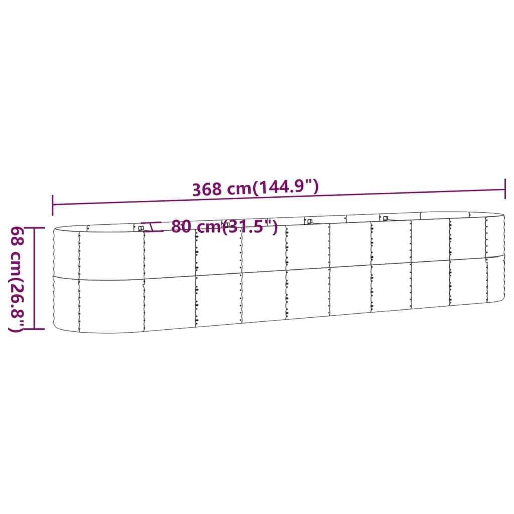 vidaXL aia taimekast, pulbervärvitud teras, 368 x 80 x 68 cm, hõbedane цена и информация | Istutus- ja turbapotid | kaup24.ee