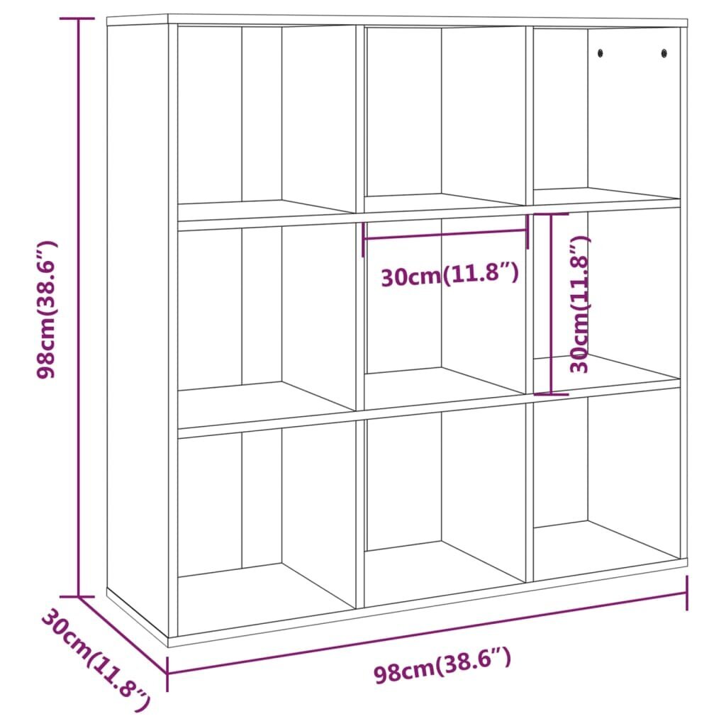 vidaXL raamatukapp, suitsutatud tamm, 98 x 30 x 98 cm hind ja info | Riiulid | kaup24.ee