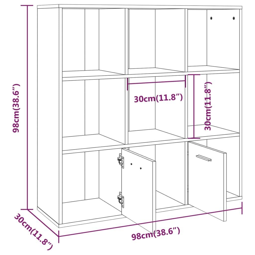 vidaXL raamatukapp, pruun tamm, 98 x 30 x 98 cm hind ja info | Riiulid | kaup24.ee