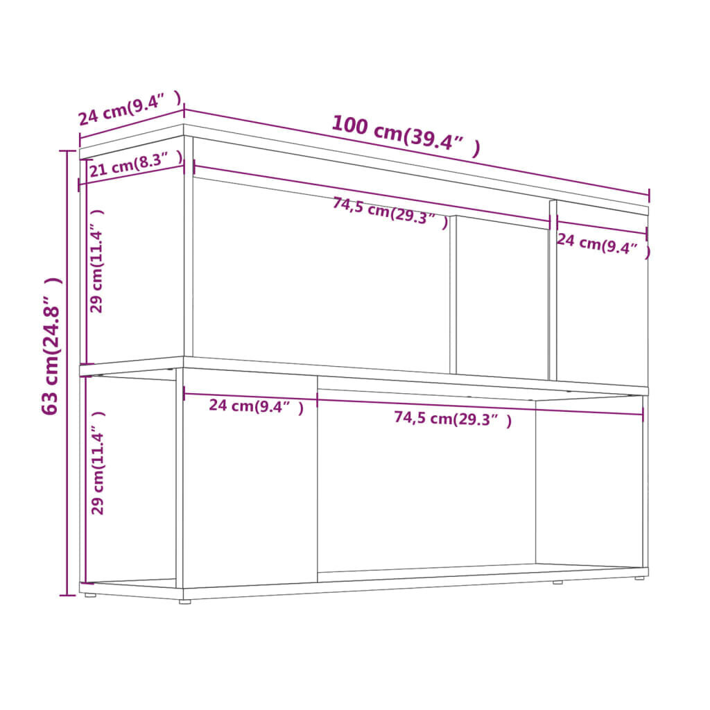 Raamaturiiul, hall tamm, 100x24x63cm, töödeldud puit hind ja info | Riiulid | kaup24.ee