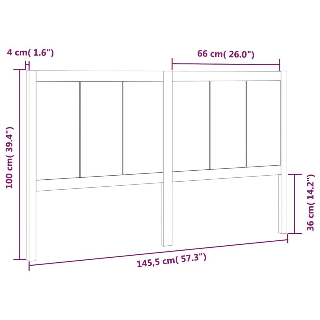 Voodipeats, must 145,5x4x100 cm, männipuit hind ja info | Voodid | kaup24.ee