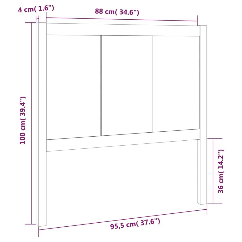 vidaXL voodipeats, hall, 95,5x4x100 cm, männipuit цена и информация | Voodid | kaup24.ee