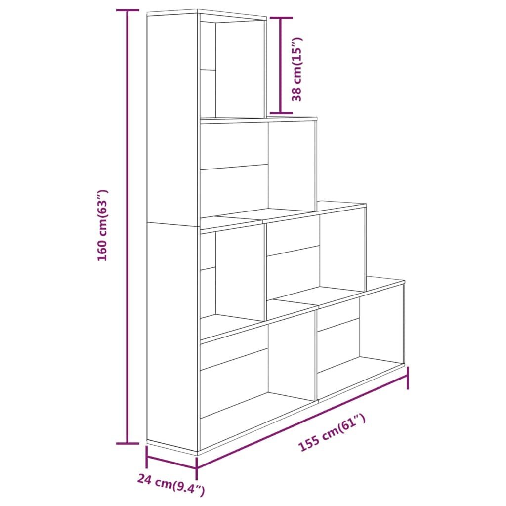 vidaXL raamatukapp, hall Sonoma, 155x24x160 cm hind ja info | Riiulid | kaup24.ee