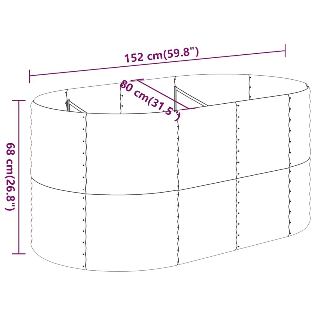 vidaXL aia taimekast, pulbervärvitud teras, 152 x 80 x 68 cm, hõbedane цена и информация | Istutus- ja turbapotid | kaup24.ee