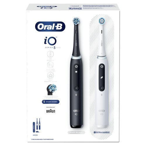 Oral-B iO5 Series Duo Pack Matt Black/Quite White цена и информация | Elektrilised hambaharjad | kaup24.ee