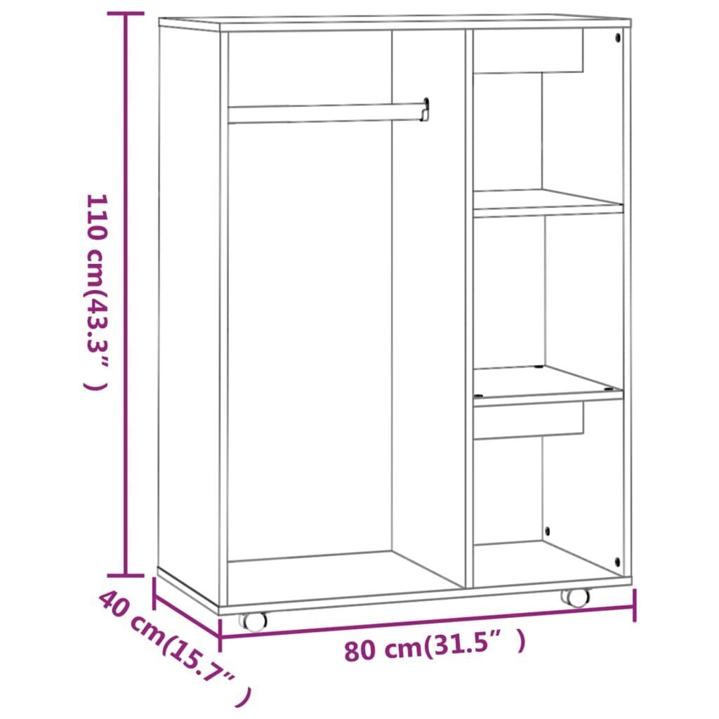 vidaXL riidekapp, suitsutatud tamm, 80 x 40 x 110 cm, tehispuit цена и информация | Kapid | kaup24.ee