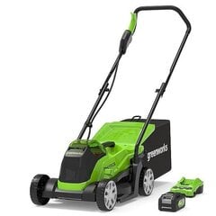 Газонокосилка Greenworks GD24LM33K4 + зарядное устройство + аккумулятор 4Ач - 2516107UB, 24В, 33 см цена и информация | Газонокосилки | kaup24.ee