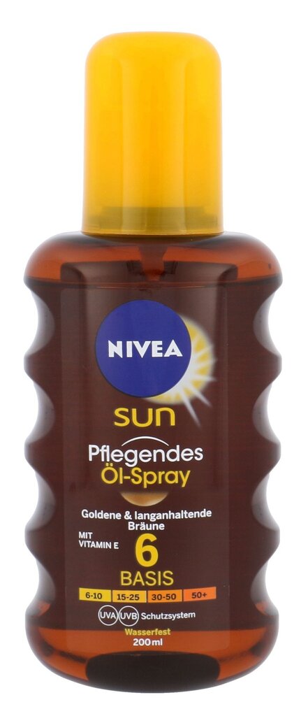 Nivea Oil tanning SPF 6 Sun (Oil Spray) 150 ml 200ml цена и информация | Päikesekreemid | kaup24.ee