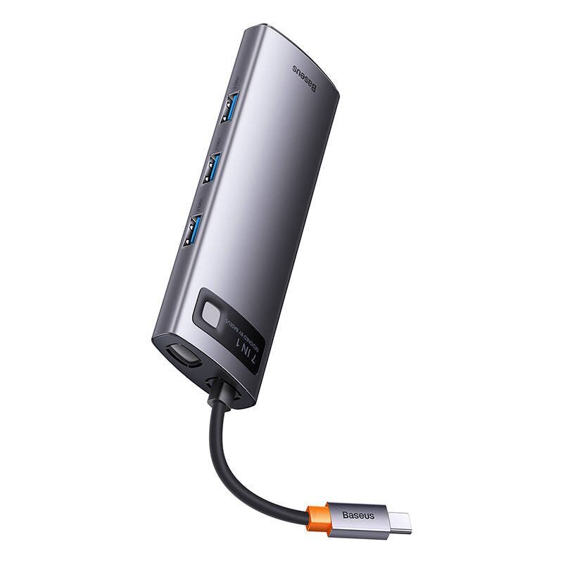 Hub 7in1 Baseus Metal Gleam Series, USB-C to 3x USB 3.0 + 2x HDMI + USB-C PD + Ethernet RJ45 цена и информация | USB jagajad, adapterid | kaup24.ee