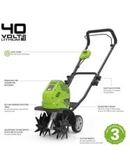 Kultivaator akuga Greenworks g40tl цена и информация | Культиваторы, мотоблоки, аэраторы | kaup24.ee