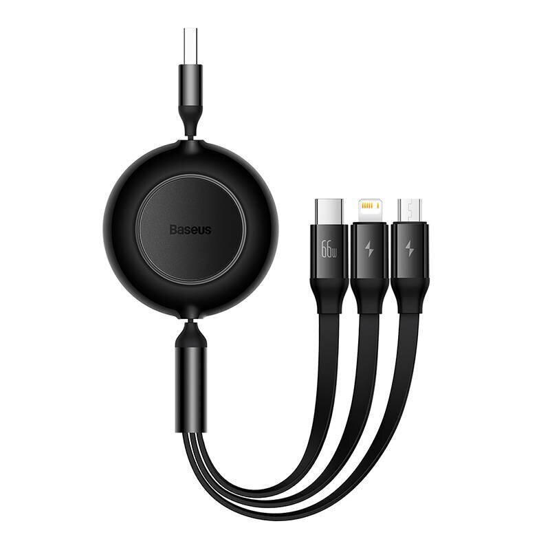 Baseus Bright Mirror 3, USB 3-in-1 cable for micro USB / USB-C / Lightning 66W / 2A 1.1m (Black) hind ja info | Mobiiltelefonide kaablid | kaup24.ee