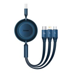 Baseus Bright Mirror 3, USB 3-in-1 cable for micro USB / USB-C / Lightning 66W / 2A 1.1m (Blue) цена и информация | Кабели для телефонов | kaup24.ee