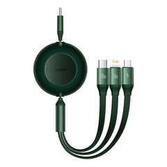 Baseus Bright Mirror 4, USB-C 3-in-1 cable for micro USB / USB-C / Lightning 100W / 3.5A 1.1m (Green) hind ja info | Mobiiltelefonide kaablid | kaup24.ee