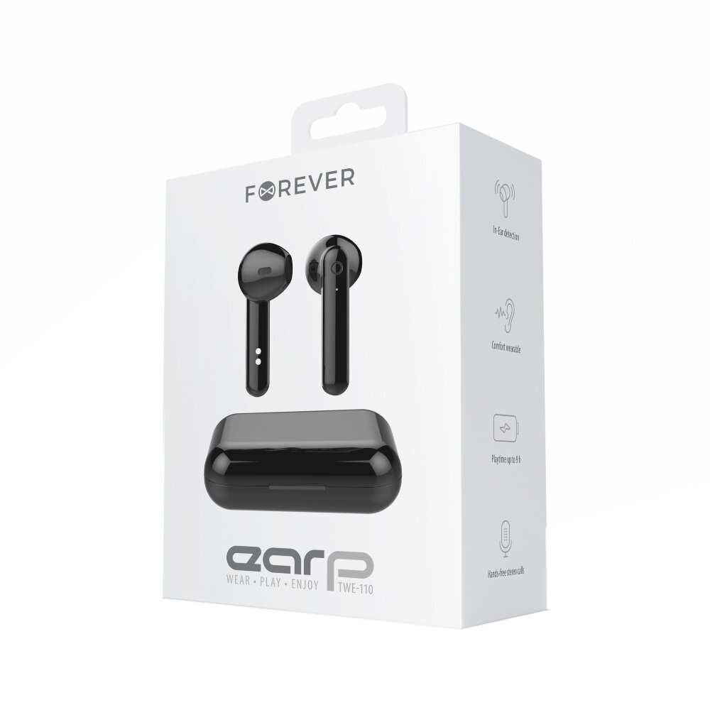 Forever Bluetooth earphones TWE-110 Earp black hind ja info | Kõrvaklapid | kaup24.ee