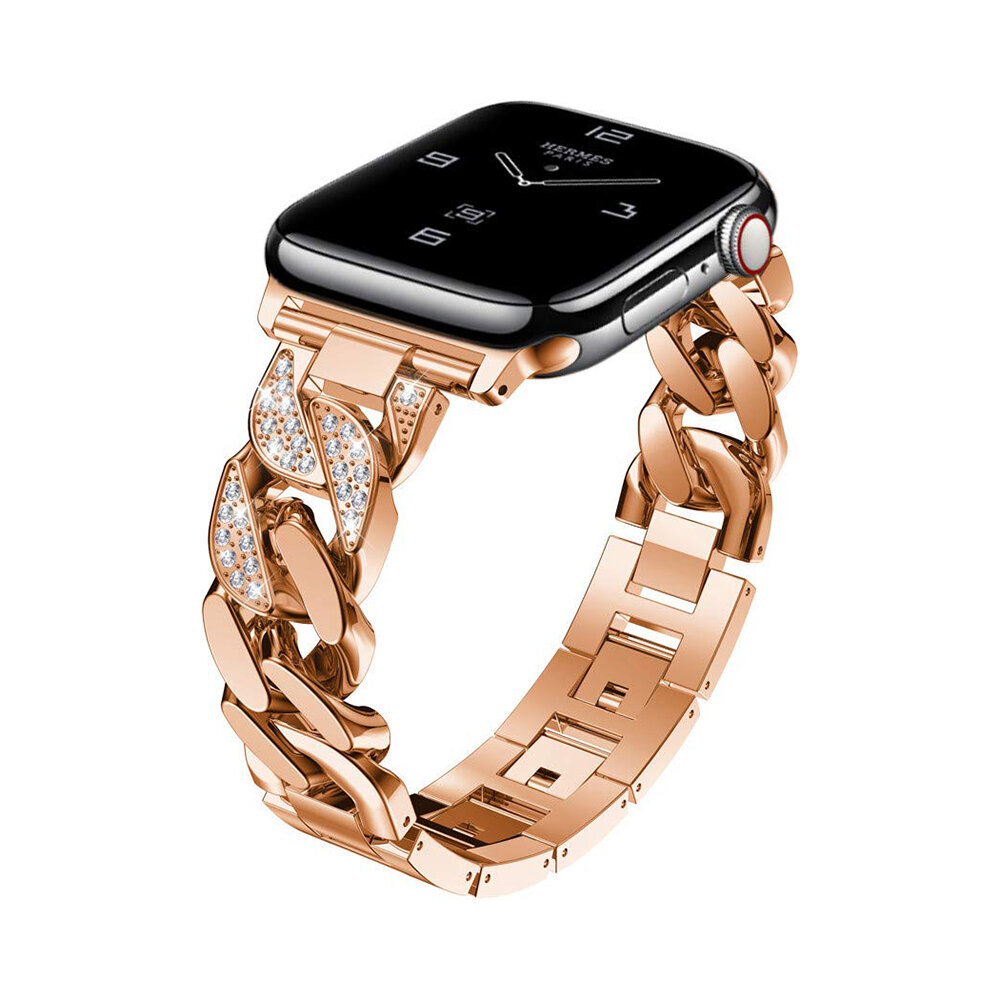 Apple Watch Diamond Chain Roostevaba Teras Rihm – Roosa Kuld 38/40/41mm цена и информация | Nutikellade ja nutivõrude tarvikud | kaup24.ee