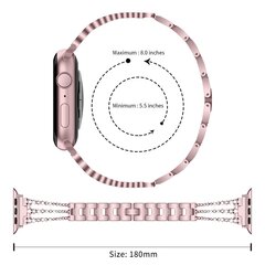 Ремешок из нержавеющей стали со стразами для Apple Watch — розовое золото, 38/40/41 мм цена и информация | Аксессуары для смарт-часов и браслетов | kaup24.ee