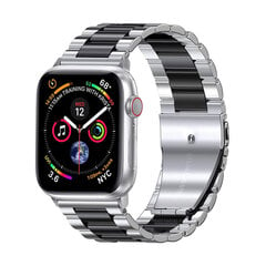 Ремешок из нержавеющей стали для Apple Watch — серебряный/черный 42/44/45 мм цена и информация | Аксессуары для смарт-часов и браслетов | kaup24.ee