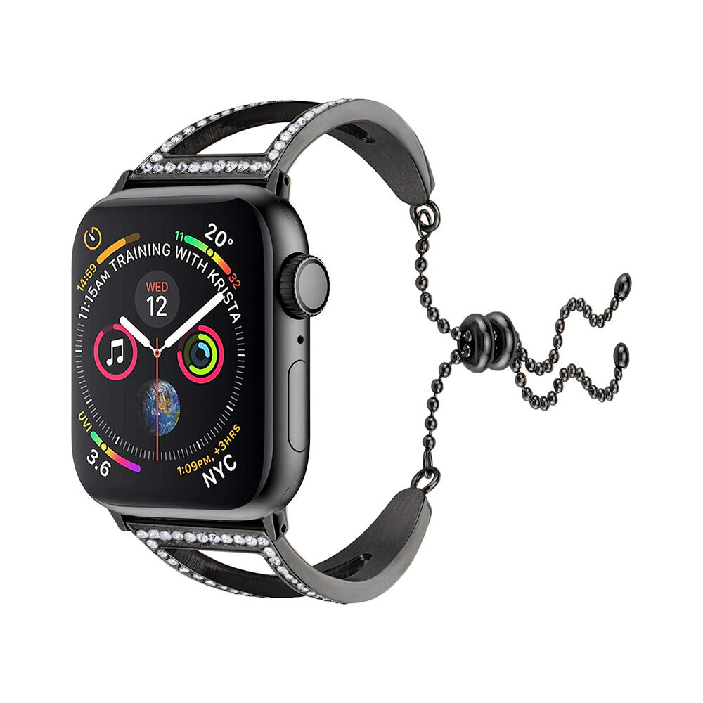 Apple Watch Diamond Cuff – Must 42/44/45mm hind ja info | Nutikellade ja nutivõrude tarvikud | kaup24.ee