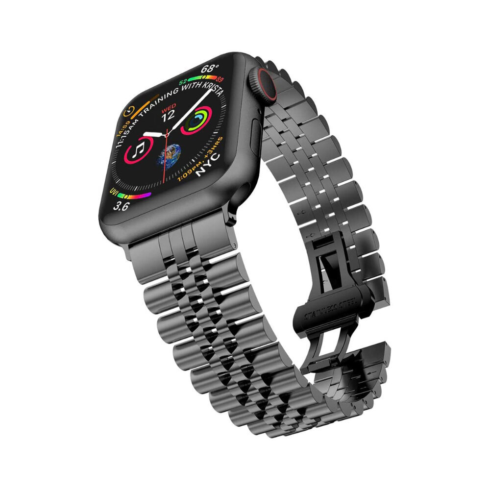 Apple Watch Jubilee Roostevaba Teras Rihm – Must 38/40/41mm hind ja info | Nutikellade ja nutivõrude tarvikud | kaup24.ee