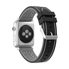 Силиконовый ремешок RACE для Apple Watch — черный/серый, 42/44/45 мм цена и информация | Аксессуары для смарт-часов и браслетов | kaup24.ee