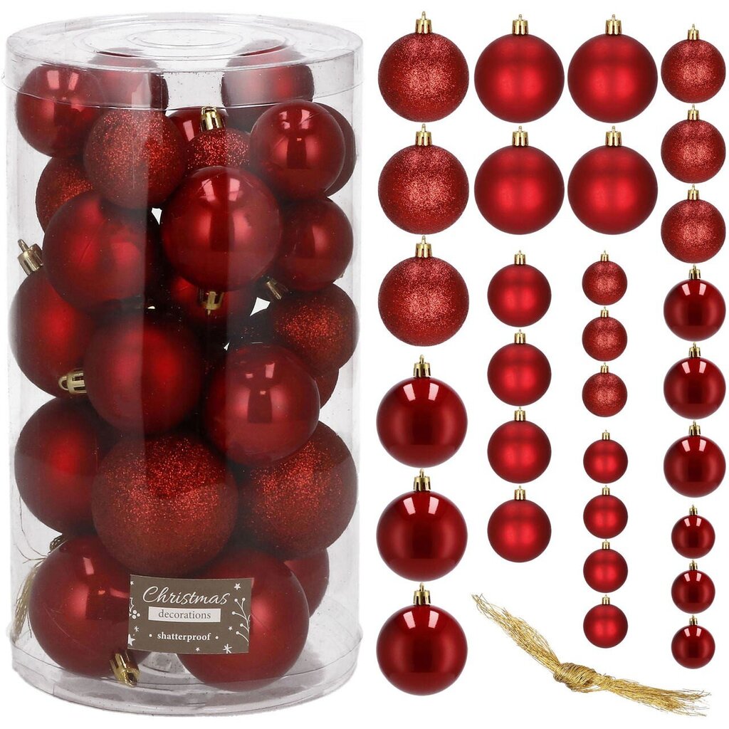 Jõuluehted jõulupuu jaoks, punased, 30tk., 6cm hind ja info | Kuuseehted | kaup24.ee