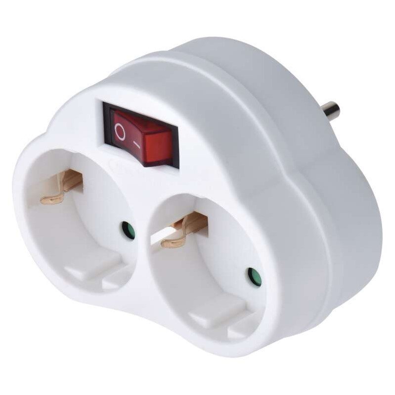 Adapter Schuko kahe pistiku + 1 lülitiga hind ja info | Pikendusjuhtmed, kaablid | kaup24.ee