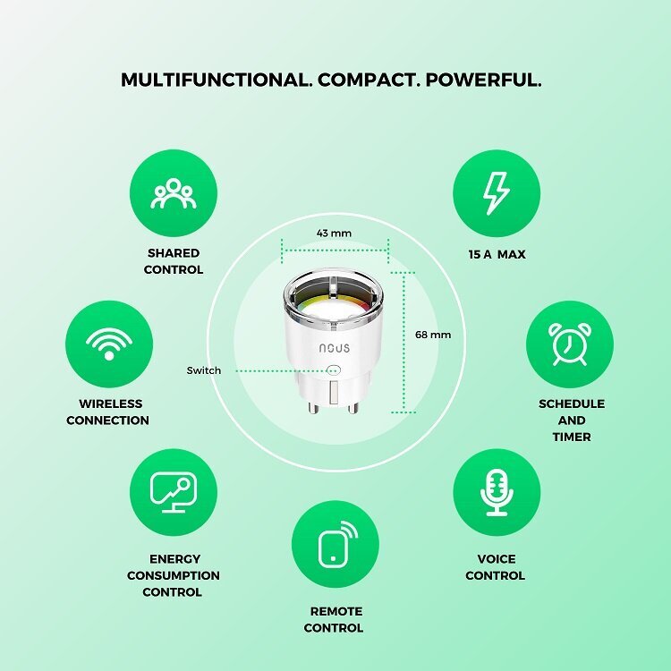 Nutikas WiFi pesa Nous A1, Tuya / Smart Life цена и информация | Lülitid ja pistikupesad | kaup24.ee