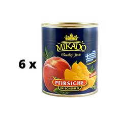 Virsikupoolikud MIKADO, kooritud, 825g / 485g x 6 tk. pakett hind ja info | Hoidised, keedised, konservid | kaup24.ee