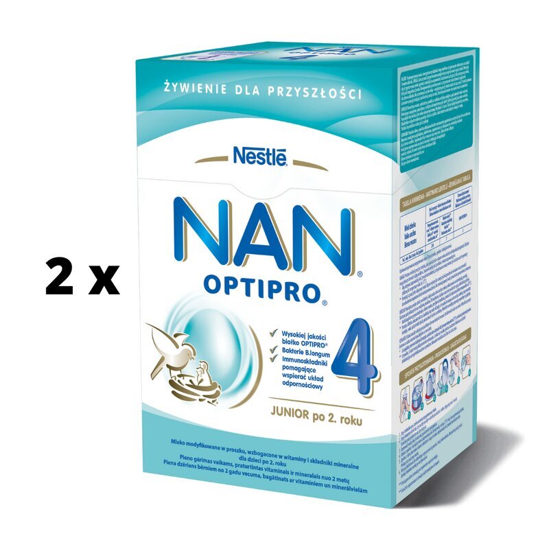 Joogipiim lastele NAN OPTIPRO 4. Alates 2 a., 650 g x 2 pakk hind ja info | Piimasegu | kaup24.ee