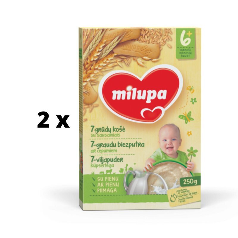 Võiküpsiste ja küpsiste piimapuder MILUPA, alates 6 kuud, 250 g x 2 tk. pakett hind ja info | Piimasegu | kaup24.ee