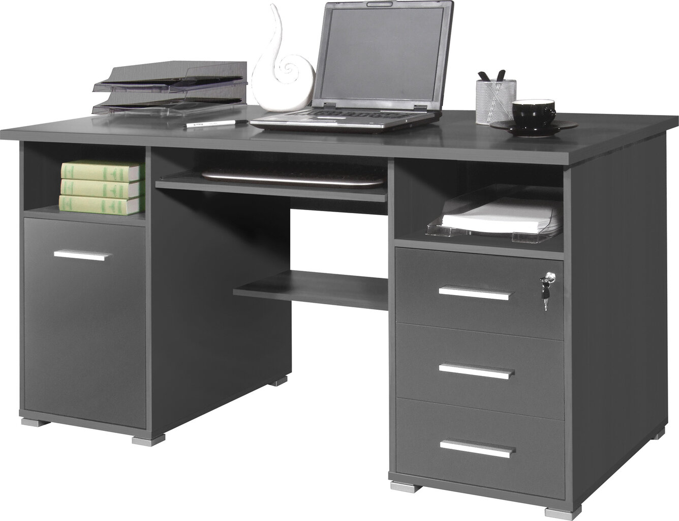 Kirjutuslaud Desk 144, tumehall цена и информация | Arvutilauad, kirjutuslauad | kaup24.ee
