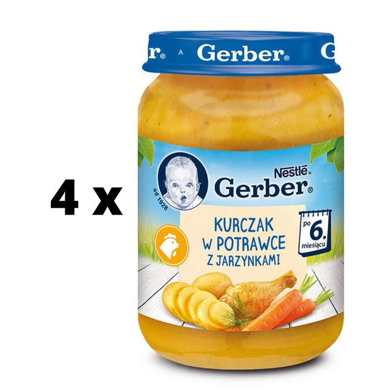 Lastepüree GERBER kana ja juurviljadega 190g x 4 pakk hind ja info | Püreed | kaup24.ee