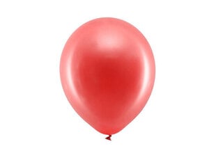 Vikerkaare õhupallid 23 cm metallik, tumepunased 10 tk hind ja info | Õhupallid | kaup24.ee