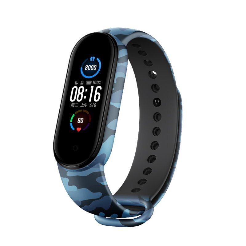 Camo Wristband TPU Strap Bracelet Bangle For Xiaomi Mi Band 6 / Mi Band 5 Camo Blue (Light blue || Niebieski) цена и информация | Nutikellade ja nutivõrude tarvikud | kaup24.ee