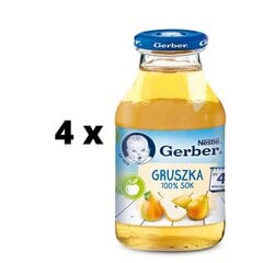 Lastemahl GERBER pirnimaitseline 100% 200ml PL x 4 tk pakk hind ja info | Püreed | kaup24.ee