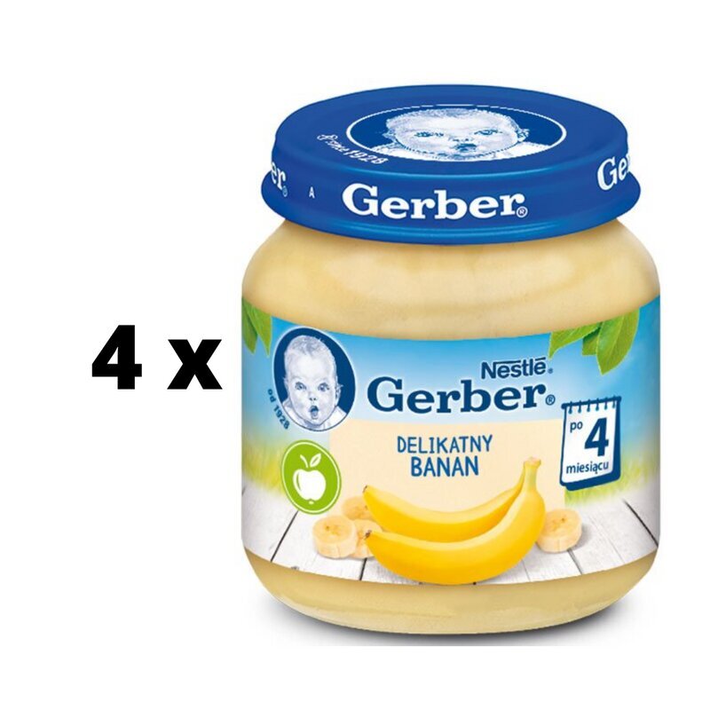 Lastepüree GERBER banaaniga 125g x 4 pakk цена и информация | Püreed | kaup24.ee