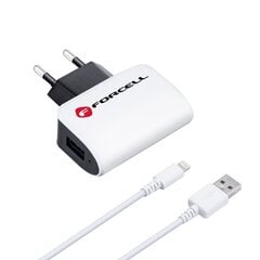 Сетевое зарядное устройство для iPhone 8-pin / lightning  + кабель Forcell, зарядное устройство для путешествий цена и информация | Зарядные устройства для телефонов | kaup24.ee