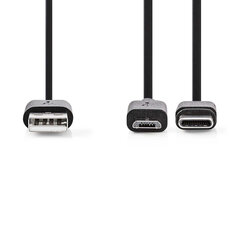 Kaabel Type-C/micro USB, 1m, must, USB 2.0 hind ja info | Mobiiltelefonide kaablid | kaup24.ee