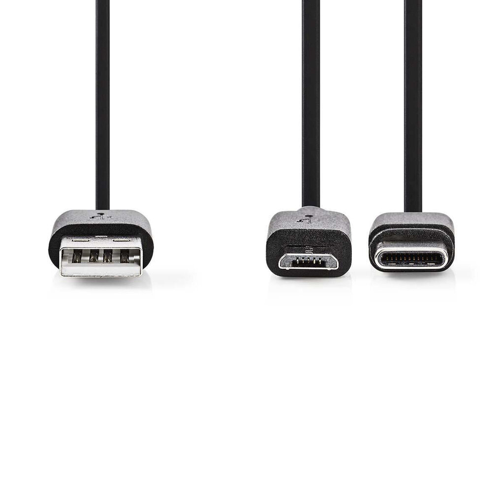 Kaabel Type-C/micro USB, 1m, must, USB 2.0 цена и информация | Mobiiltelefonide kaablid | kaup24.ee