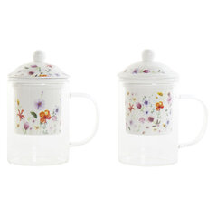 Tass Teefiltriga DKD Home Decor Kristall Portselan (300 ml) (2 pcs) hind ja info | Klaasid, tassid ja kannud | kaup24.ee