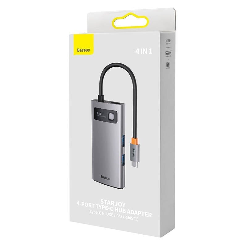Hub 4in1 Baseus Metal Gleam Series, USB-C to 4x USB 3.0 hind ja info | USB jagajad, adapterid | kaup24.ee