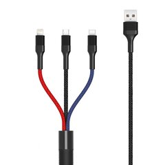 Кабель XO 3в1 USB - Lightning + USB-C + microUSB, 1.2 м, 3А многоцветный NBNB54 цена и информация | Кабели для телефонов | kaup24.ee