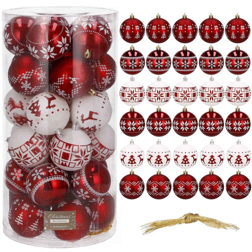 Jõuluehted jõulupuu jaoks, punased, 30tk., 5 cm hind ja info | Kuuseehted | kaup24.ee