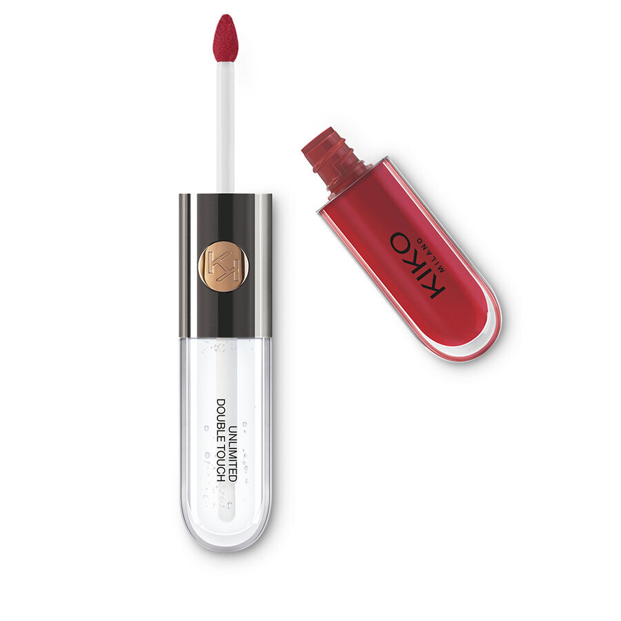 Huulepulk ja huuleläige Kiko Milano Unlimited Double Touch, 106 Satin Ruby Red, 6 ml цена и информация | Huulepulgad, -läiked, -palsamid, vaseliin | kaup24.ee