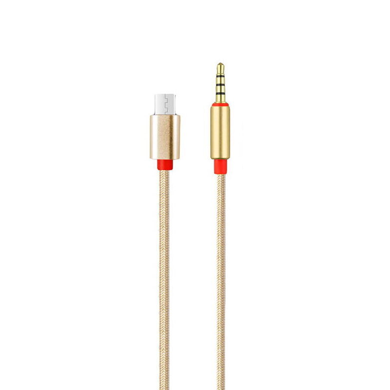 KIN KY-126 USB-C (tüüp C) kuni 3,5 mm helipistikuga AUX-kaabel mikrofoniliiniga Gold цена и информация | Kaablid ja juhtmed | kaup24.ee